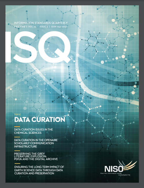 Cover of Information Standards Quarterly, Fall 2013