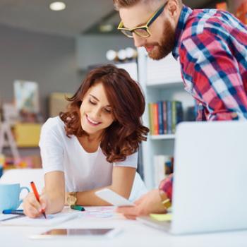 People studying in a library