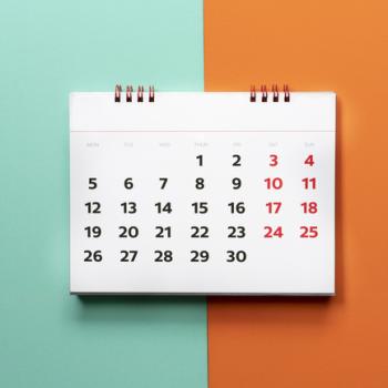 Teal and orange calendar