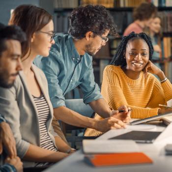 Students Studying in Library