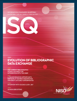 Cover of Information Standards Quarterly 25/4, Winter 2013