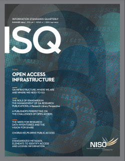 Cover of Information Standards Quarterly 26/2, Summer 2014