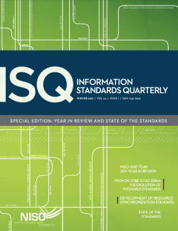 Cover of Information Standards Quarterly, Winter 2012