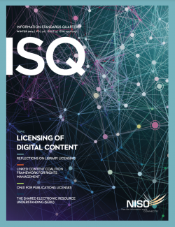 Cover of Information Standards Quarterly, Winter 2014